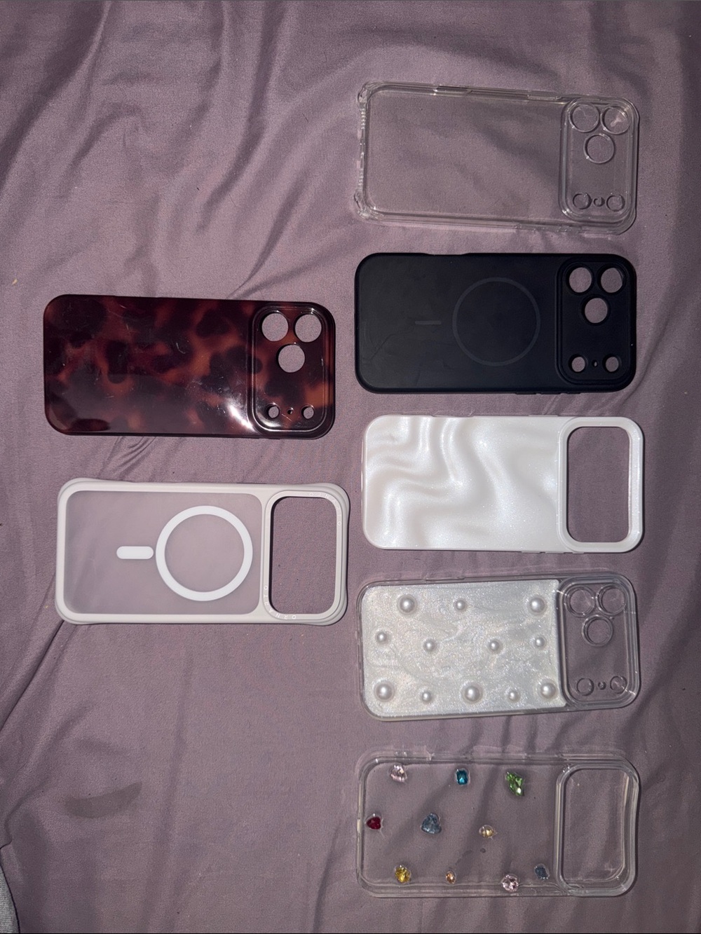 SHEIN Mixed Smartphone Case Set – Clear, Black, White, Tortoiseshell, Pearl